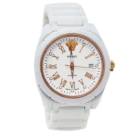 versace white ceramic mens watch|Versace men's automatic watch.